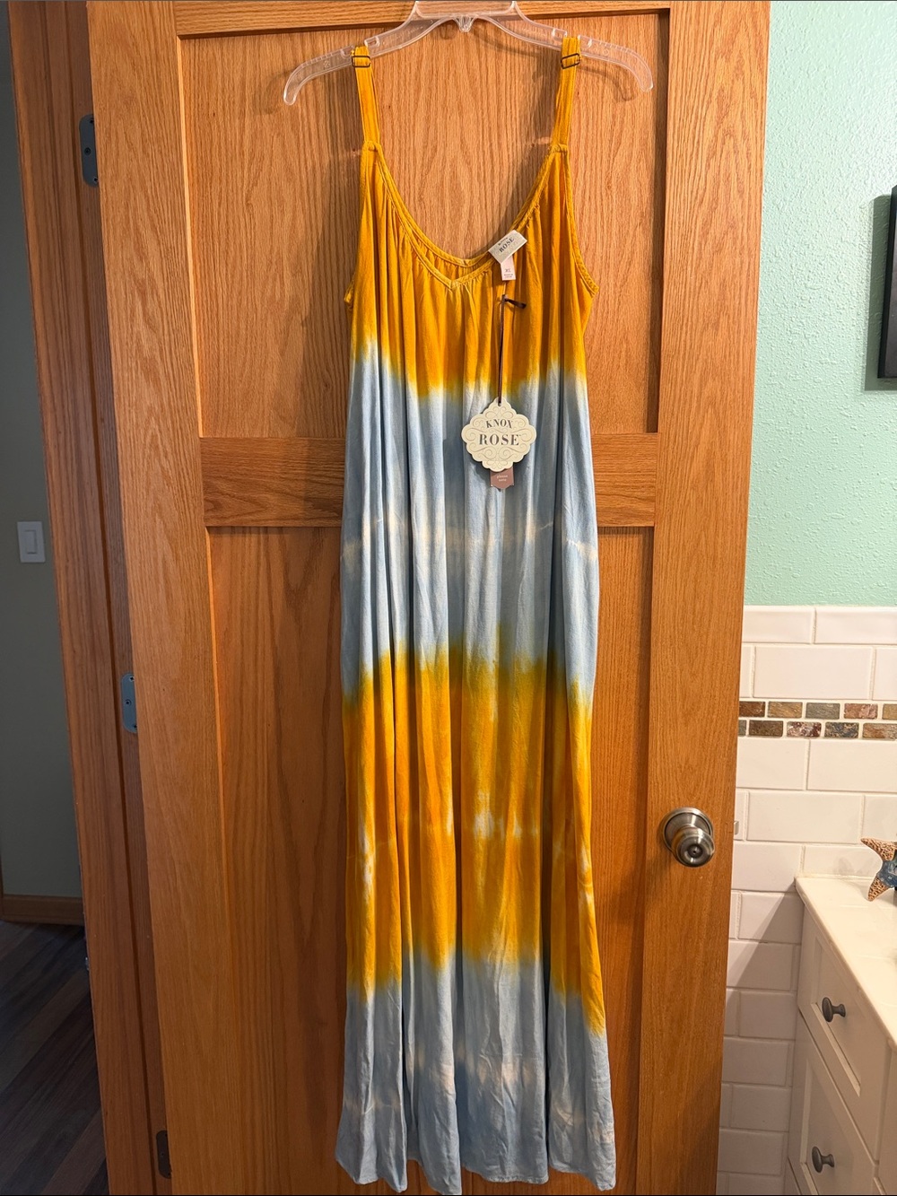 Orange and Light Blue Tie-Dye Maxi Dress with Tag - Picture 1 of 4